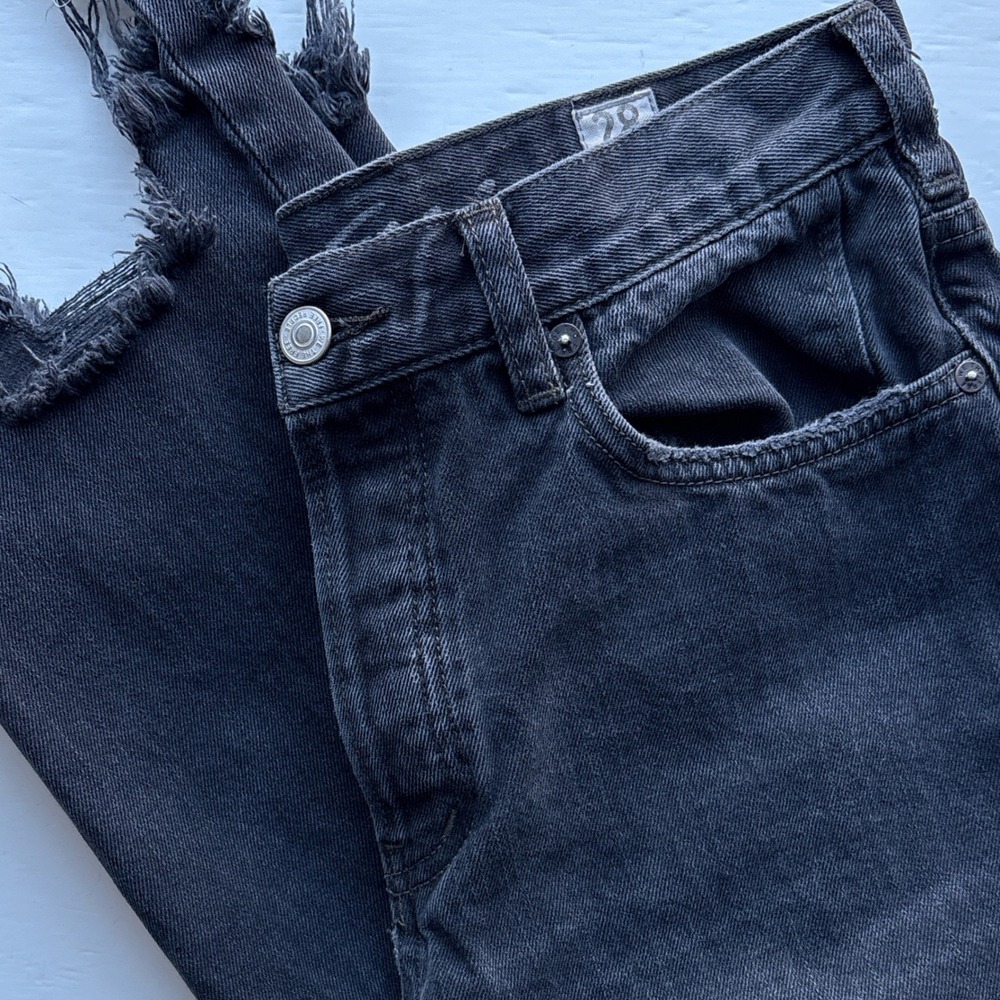 We The Free‎ Free People Black Straight Distressed Jeans Raw Hem Button Fly 28 - Picture 13 of 13
